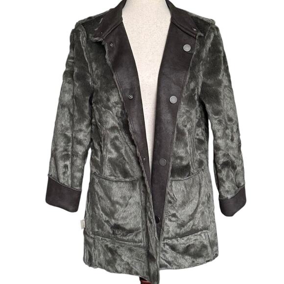 NWT Dylan Faux Leather Faux Fur Reversible Coat | Brown Gray | Women’s Small - Picture 7 of 15